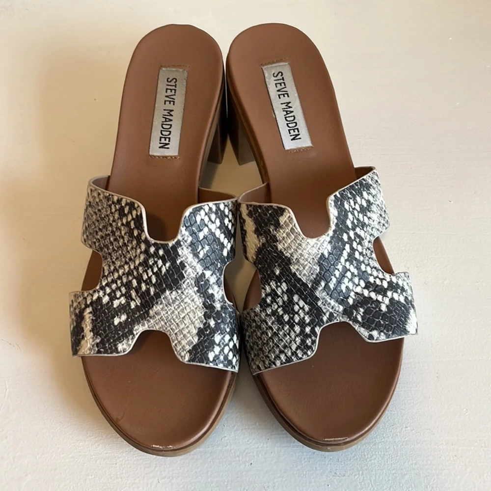 Steve Madden Snakeskin Kelsie Heeled Sandals Size 7